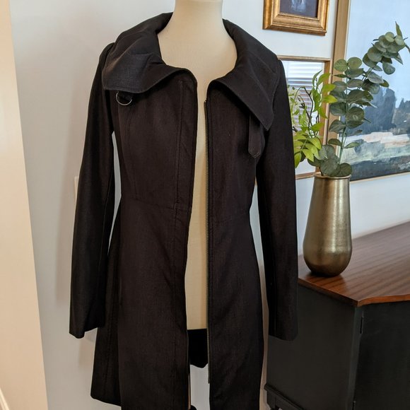 Tahari dark denim trench coat - Small - Picture 2 of 8